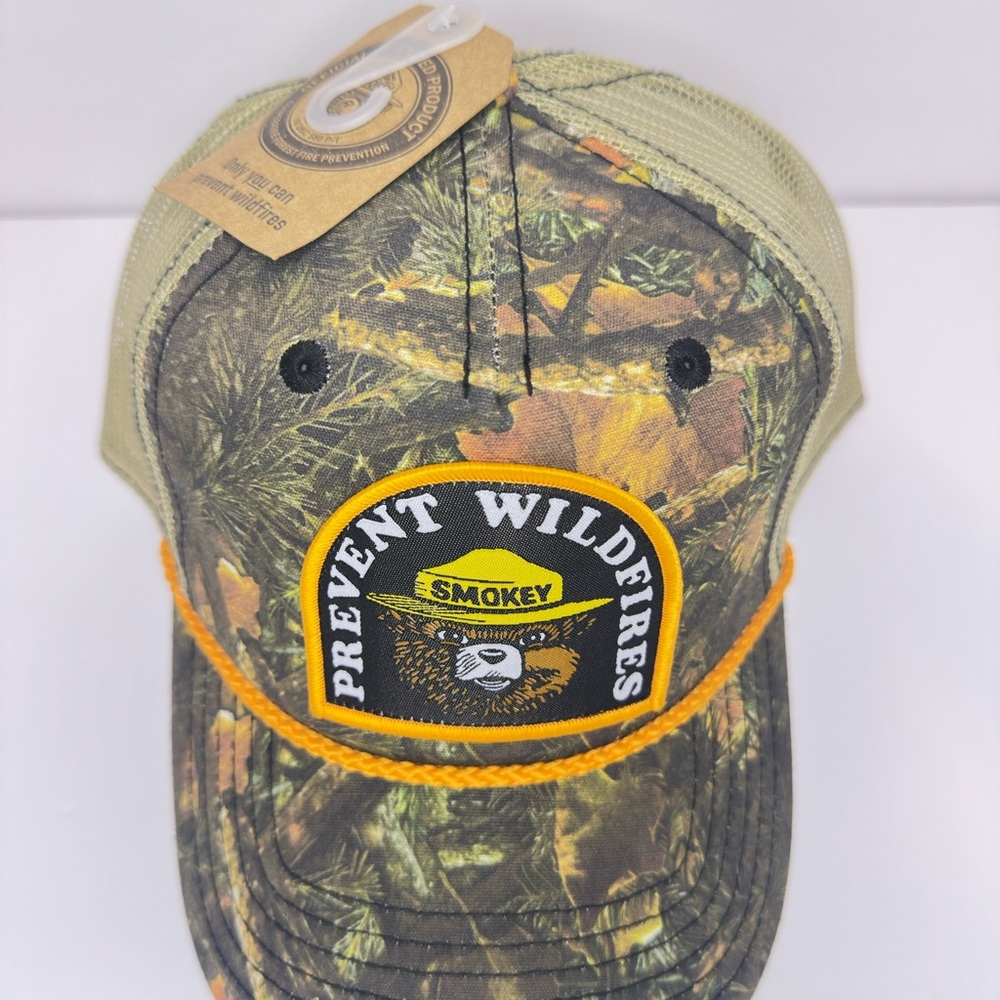 Smokey Bear Camo Hat with Orange Detail